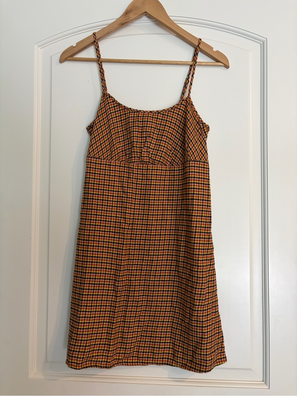Wild Fable Mini Slip Dress Brown Plaid Flannel Grunge Cottage Boho Size XS
